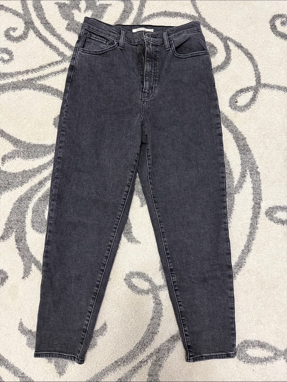 Levi's Washed Black High-Rise Tapered Jeans